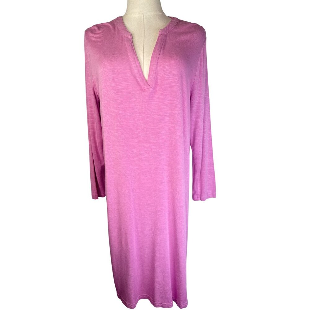 Southern Tide Large Long Sleeve Pink Dress Rayon Spandex